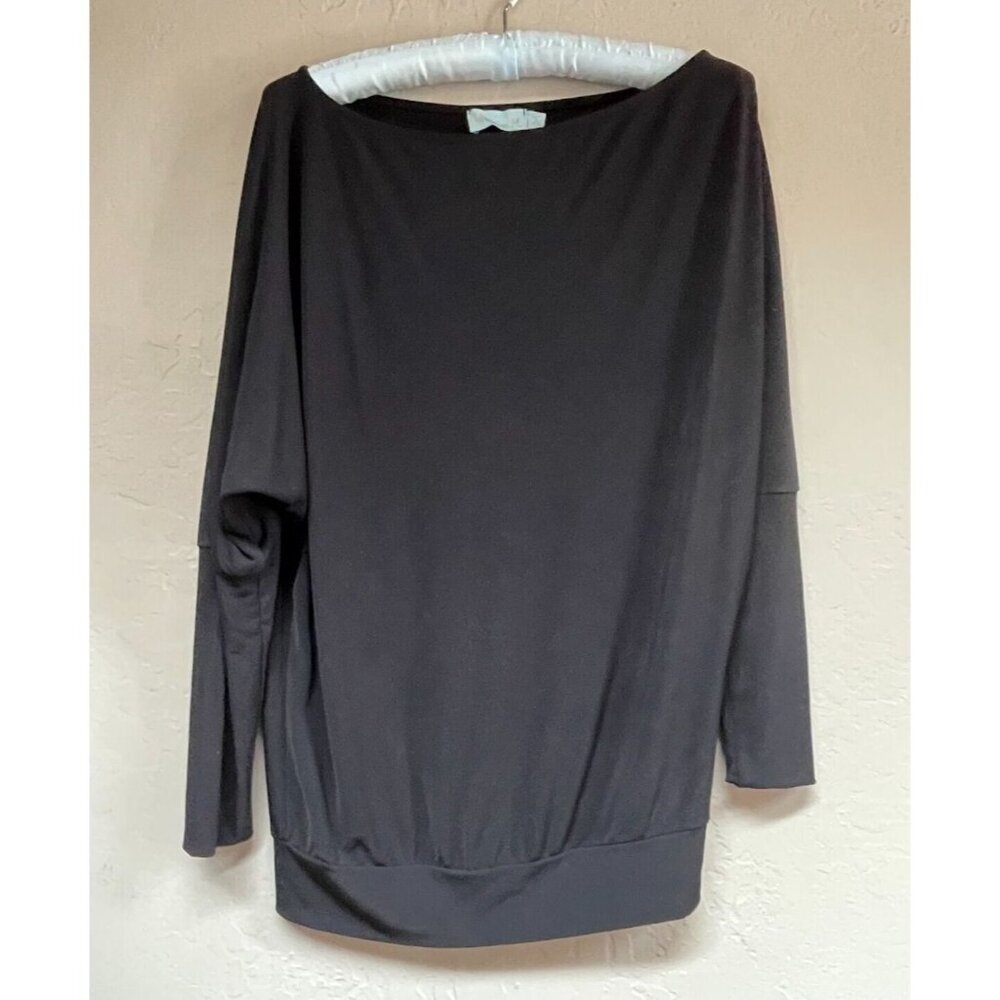 Veronica M. Womens Casual Solid Boat Neck Dolman Sleeve Top XS Black Stretch USA